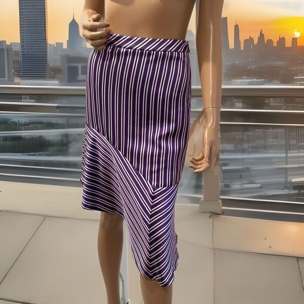 banana republic silky skirt Purple Striped Size 00 XS
